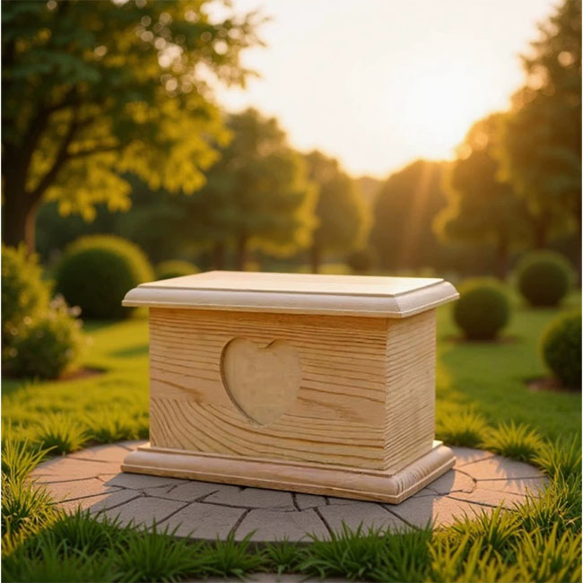 Pine Pet Urn With Heart-Shaped Groove F455