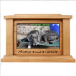 wholesale custom engraved cherry wood pet urn with photo frame oem odm f