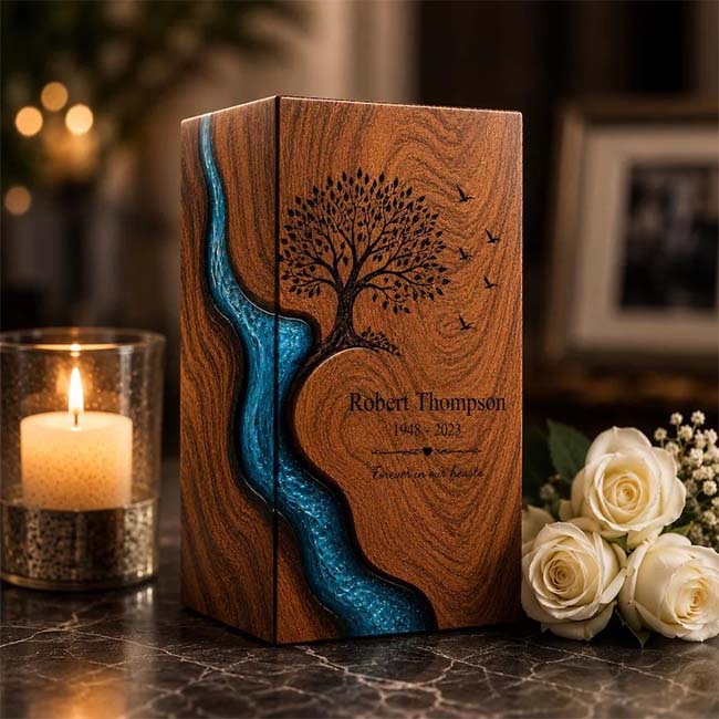 Personalized Handcrafted American Tree of Life Wooden Urn F463