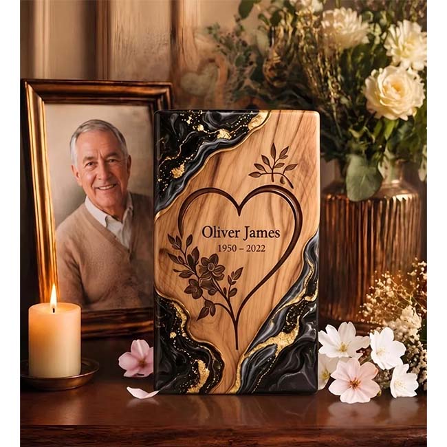 Personalized Walnut & Resin Pet Memorial Urn F462