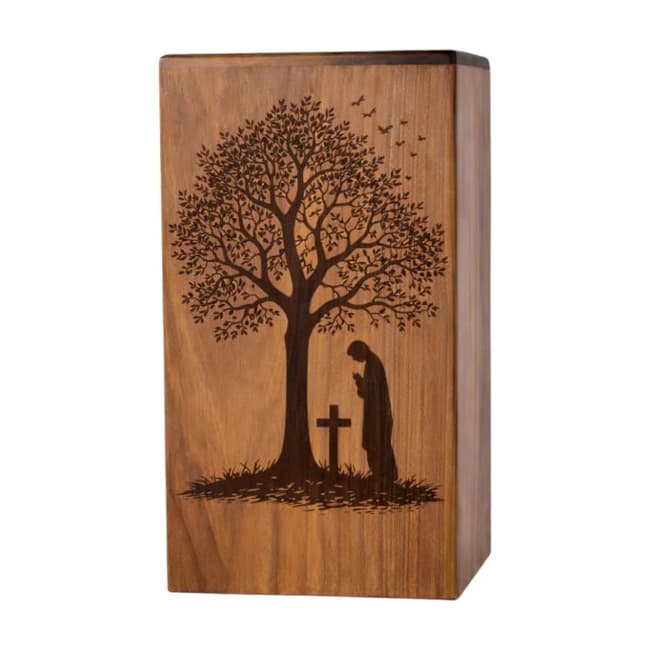 Cremation Urn Box with Praying Person & Tree FH013