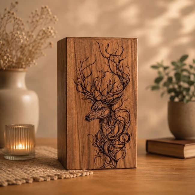 Engraved Deer or Stag Memorial Urn FH007