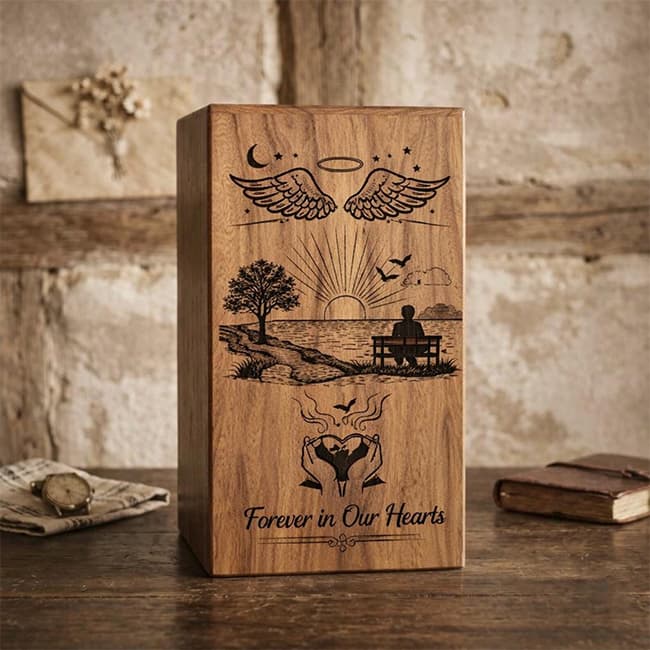 Tree of Life & Angel Wing Decor Cremation Urn Ashes FH001