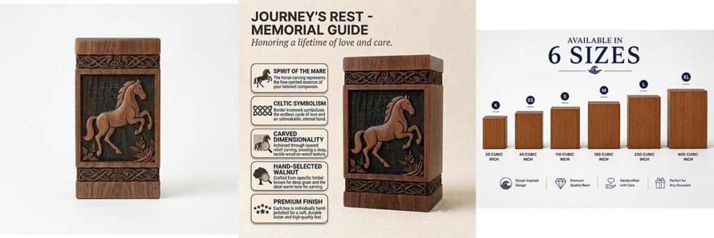 horse pattern american style wooden urn (2)