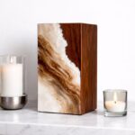 marble resin wooden cremation urn (1)