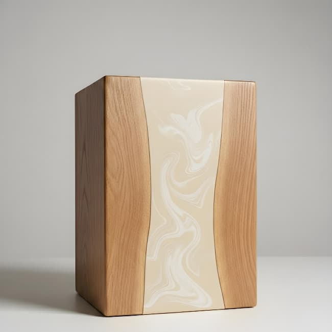 Pure White & Sand Beige Resin Cremation Urn FH009